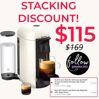 PLEASE DOUBLE TAP IF YOU SEE THIS!! 💛 Comment if you score! 🤩

STACKING DISCOUNT! 
Nespress0 VertuoPlus Single-Serve Coffee Maker and Espresso Machine now $115!
Save the offers on your Target circle offer 

▫️▫️▫️▫️▫️▫️▫️▫️▫️▫️▫️
NEVER MISS OUT ON A DEAL!
✅ Join my Facebook Group
✅ Join my Telegram channel
✅All links are in my bio

⁣
⁣⁣⁣⁣⁣⁣links are affiliated
#couponcommunity #onlinedeals #onlineshopping #clearancehunter  #clearancefinds #neverpayfullprice #clearance #deals #discount #hotdeals #freebies #deals