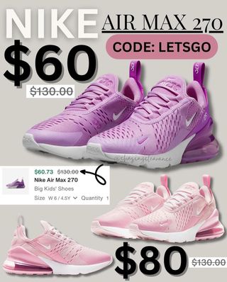 Please like this post and comment “Link” I’ll DM the link to you

🚨OMGG THESE ARE SOO CUTE!! 😍 these Nike Air Max 270 are as low as $60 Reg. $130 when you log in to your account and use code LETSGO 🙌🏼 and shipping will be free! They are big kids sizes but you can convert them to women’s sizes too! ⁣
⁣
Please like ❤️ this post before 🏃‍♀️. Drop a comment if you scored 

🔶Link in my bio @savewith_nina
🔶Join my Telegram and Facebook group for more deals and clearance in my bio @savewith_nina 
🔶Follow my backup account @glitch.deals999

Tfs @chasingclearance repost

Disclaimer:
I do not own the brand’s trademarks, logos or pictures or products posted. I do not intend to infringe on copyright. I find such content available on the internet. Contents are considered fair use.

CONTENT IS PROVIDED “AS IS” PROMO CODES IF ANY MAY EXPIRE ANYTIME
