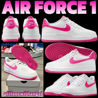 Air force 1 in this oretty White and Laser Fuchsia  color combo drops down to $67 with c0de AFF25 Regular $90 Fits big kids and women, too. See 3rd slide for size conversion chart. 

Link in my bio @lifeeewithangel 🩷