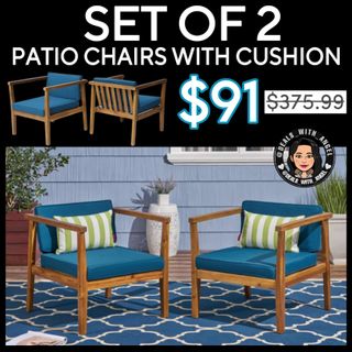 DOUBLE TAP FIRST! 💚 Comment if you score 🥰 

Another steal!! 76 % off set of 2 patio chairs with cushion.
Was $375 NOW $91 with great reviews & f ree ship! 

👉🏼Link in my bio @deals_with_angel or dealswithangel.com
👉🏼Join my Telegram & Facebook group, Link in bio
👉🏼Follow my backup page @lifeeewithangel