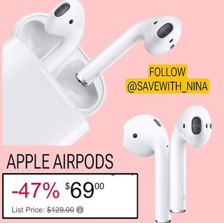 If you enjoyed this post, would you mind giving it a little love by hitting the ❤️ button before you go? And if you happened to score, feel free to drop a comment and let us know! Thanks a bunch!

Apple Airpods on sale for only $69 🏃‍♀️🏃‍♀️🏃‍♀️
🔗👉🏻 https://amzn.to/3WgWAeD

🔶All Link in my bio @savewith_nina
🔶Join my Telegr@mand Facebook group for more deals and clearance in my bio @savewith_nina 
🔶Follow my backup account @glitch.deals999

Disclaimer:
I do not own the brand’s trademarks, logos or pictures or products posted. I do not intend to infringe on copyright. I find such content available on the internet. Contents are considered fair use. 

As an Amazon Associate, I earn from qualifying purchases. • Product prices and availability are accurate as of the date/time posted and are subject to change. • This content is provided ‘AS IS’ and is subject to change or removal at any time. • Promo codes, if any, may expire any time.
# ad