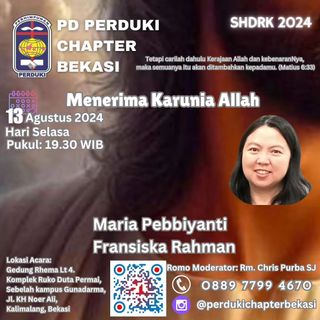 🄿🄳 🄿🄴🅁🄳🅄🄺🄸 ✞ 🄲🄷🄰🄿🅃🄴🅁 🄱🄴🄺🄰🅂🄸 
*Selasa, 13 Agustus 2024*

Apakah Anda mau hidup diubahkan? dan hidup lebih baik bersama Kristus?
Alami anugerah perjumpaan secara pribadi dengan Kristus?
Hadirilah Seminar Hidup Dalam Roh Kudus (SHDRK) 

Sesi 4 Tema : MENERIMA KARUNIA ALLAH dibawakan Pewarta Ibu Maria Pebbiyanti Fransiska Rahman

Hari / Tanggal : *Selasa / 13 Agustus 2024*
Pukul     : 19.30 WIB
Tempat : Gedung Rhema Lt. 4, Jln. KH. Noor Ali Kalimalang, samping Kampus Gunadarma Bekasi

Kita akan mengenal secara pribadi dengan Kristus dan mendalami pesan keselamatan Kristus dengan mengikutsertakan Roh Kudus dalam kehidupan kita sehari-hari.

Daftarkan segera melalui link berikut ini:
https://forms.gle/LP7nzDeDijANkSTs9

*Investasi Iman hanya sekali Rp 50ribu*, dapat di
Transfer ke PD Perduki Chapter Bekasi 
𝗕𝗖𝗔: 𝟯𝟵𝟳 𝟬𝟭𝟱𝟬 𝟲𝟳𝟱
(Perhimpunan Perduki)
Berita : Pendaftaran SHDRK Perduki Bekasi 

Salam Damai,
PD PEʀDUKɪ CʜAPTEʀ ʙEKASɪ 🌹
https://campsite.bio/perdukibekasi

#seminarhidupbarudalamrohkudus
#seminarhidupbarudalamroh
#seminarhidupdalamroh
#seminarhidupdalamrohperduki
#shdrperduki
#shdrk
#shdr
#pdpkk
#pdpkkbekasi
#pdpkkperduki
#karismatikkatolik
#perdukibekasi
#perdukichapterbekasi
#perhimpunanperduki
#perdukichapter