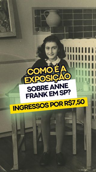 EXPOSIÇÃO SOBRE ANNE FRANK! 📚

Está rolando no @unibescultural a exposição “Anne Frank: Deixem-nos Ser”!

Esta mostra não apenas revisita a história de Anne Frank, mas também estabelece um diálogo com temas contemporâneos como diversidade e direitos humanos, por meio de obras de artistas renomados.

A exposição oferece ao público a oportunidade de vivenciar o Anexo Secreto, recriado fielmente com materiais fornecidos pela Anne Frank House, de Amsterdã, e uma imersão que provoca reflexões. 

🗓️ Até 22/12
⏰ De quarta a domingo, das 13h30 às 19h
💰 R$7,50 (meia) e R$15 (inteira)
❗ Entrada #GRATUITA todas as sextas (ingressos liberados sempre às segundas)
📍 Unibes Cultural – Rua Oscar Freire, 2500, Cerqueira César

👉 👉 Comente ANNE e receba o link para garantir seus ingressos!
.
.
.
. 
.
Imagens: Reprodução/Instagram @projetoinspirarte @unibescultural
.
#passear #passeioemfamilia #diversaoemfamilia #oquefazeremsp  #spcriancas
. 
https://saopauloparacriancas.com.br/exposicao-anne-frank/