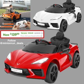 Licensed Chevrolet Corvette C8 12V Kids Electric Ride on Car Toy, Battery Powered Car Truck with Remote Control, Bluetooth, 3 Speeds, LED Headlight, Music Player & Spring Suspension
42% price drop!
https://shopstyle.it/l/ckRXT

L!nk to purchase is located in my bio/profile @minionrun_deals