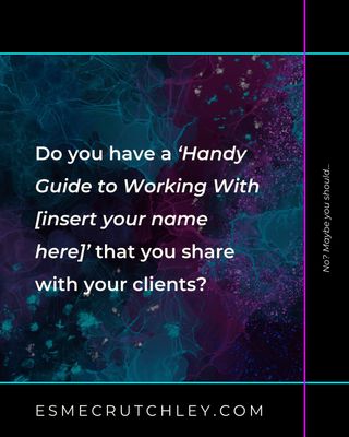 It doesn’t have to be fancy, a public #Notion page that you can share with people is enough.
You might want to include:
1 Preferred comms platforms
2 Working hours
3 Time zone
4 Quick links to your client check-in booking
5 Your values
6 A calendar with vacation time
There are other things you might like to include; your birthday or other significant events could go on your calendar, your social media platforms, or your website as examples.
Don’t over complicate it at the start.
Of course, you can have this on your website, it doesn’t have to appear in your navigation, but it should be a live page that people can access without a password or anything.
It should come as no surprise that mine is on Notion, because I like the embeds that I can create, showing that time it is for me, as I’m in the UK but work to PST, which takes a minute to work out! So it’s handy for me to have a clock embedded on there so my clients don’t have to work it out either!
Do you have one? What platform is it on? Lemme know in the comments!
==========
Hi, I’m Esme, an #OnlineBusinessManager for #FemaleEntrepreneurs.
I support #FemaleOwnedBusiness’ with #Systems and #Operations
I’m a self-confessed #Entreprenerd (#Entrepreneur + #Nerd), and SOPs and documentation are my love language.
My newsletter is called #SystemsAndGlitter; you might like it.