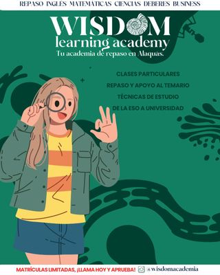 📚 ¡Tu academia de repaso en Alaquàs! 📚

En Wisdom Learning Academy ofrecemos:
✔ Clases particulares
✔ Repaso y apoyo al temario
✔ Técnicas de estudio

📌 Niveles: Desde la ESO hasta Universidad. Consultar disponibilidad grupos de primaria.
📌 Materias: Inglés, Matemáticas, Ciencias, Repaso general, Business.

📍 Ubicación: C/ Del Este, 3 - Alaquàs (Valencia).

¡Matrículas limitadas! No esperes más y asegura tu plaza.

💬 Contáctanos: @wisdomacademia
📞 Llama hoy y aprueba: +34 644 344 577

#AcademiaDeRepaso
#ClasesParticularesValencia
#RepasoEscolar
#ApoyoAcadémico
#TécnicasDeEstudio
#WisdomAcademia
#ClasesDeInglés
#MatemáticasValencia
#CienciasParaEstudiantes
#DeberesEscolares
#BusinessEnValencia
#AlaquàsEducación
#ClasesUniversitarias
#PreparaciónExámenes
#AcademiaEnValencia
#AprenderParaAprobar