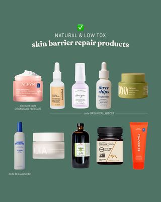 have you noticed how trendy BARRIER REPAIR skincare products are lately?! I can’t help but think it’s because we millennials spent our teenage years scrubbing our faces raw with St. Ives Apricot Scrub 😆 and now it’s coming back to haunt us with compromised skin barriers begging for help hehe

the skin barrier is your skin’s outer shield that locks in moisture and blocks out nasties like germs and pollution. it’s sturdy, but can take a hit if you’re not careful.

some signs of a compromised skin barrier: dryness, flakiness, redness, irritation, tightness, itching, reacting to products you’ve never had a problem with previously 🆘

swipe through to see some popular barrier products with ingredients I recommend avoiding + clean, natural, low tox options to use instead!

if you wanna learn more, there’s a new post on the blog! (LINK IN BIO)

it shares more info about these products, skin barrier dos/don’ts, and tips for maintaining a balanced barrier 🤗