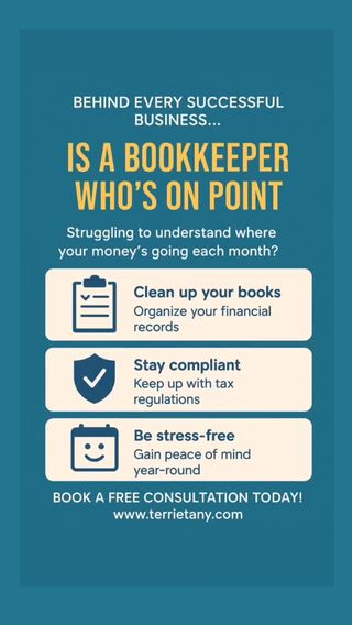 🎯 Stay Ready So You Don't Have to Get Ready 

📢 Reposted from @yourtaxaccountant_

Bookkeeping isn’t just data entry—it’s your business’s financial heartbeat.

If you’re a small business, nonprofit, or growing brand, don’t wait for tax season to get your books in order.

Let us help you track your money, save on taxes, and stay IRS-ready.

📍 Serving all 50 states.
☎️ Phone: 689-300-9057
📧 Email: pros@tanytaxfinancialservices.com
🗓️ Book now: www.terrietany.com

#bookkeepingtips #bookkeepingforsmallbusinesses #taxprofessional