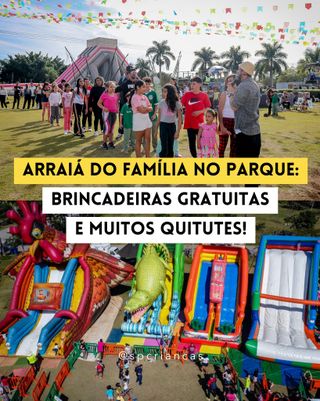 PULA A FOGUEIRA!

Vem aí a Festa Junina do @oficialfamilianoparque! 🔥

Muita música, quadrilha e brincadeiras #gratuitas como corrida de saco, batata quente, corrida de carrinho de mão e cabo de guerra aguardam as famílias! 🎉

E tem mais: atrações pagas à parte, como bungee trampolim, infláveis, tobogã, parque de trampolins, tirolesa, futebol de sabão e muitos outros, além de opções gastronômicas com comidas típicas! 🌽🌭

🗓 7, 8, 14, 15, 19, 20, 21, 22, 28, 29 de junho (sábados, domingos e feriados)
⏰ Das 10 às 18h
📍Parque Villa Lobos - Av. Prof. Fonseca Rodrigues, 2001 - Alto de Pinheiros
💰 Atrações pagas - a partir de R$10 / Entrada #gratuita

Comente FESTA e receba todos os detalhes, assim você não perde nada!
.
.
.
.
.
.
.
Imagens: Divulgação
.
#passear #diversaoemfamilia #quefazeremsp #spcriancas #publi #familianoparque
.
https://saopauloparacriancas.com.br/festa-junina-no-familia-no-parque-no-villa-lobos-2025/