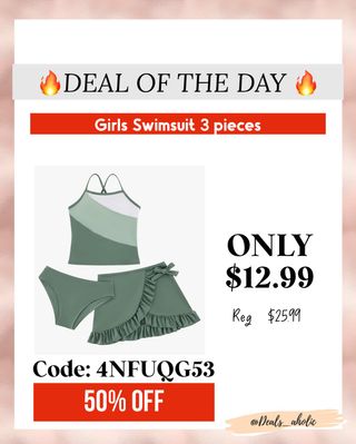 ☀️ Summer just got cuter! Grab this adorable 3-piece girls’ swimsuit for only $12.99 (was $25.99)! Use code: 4NFUQG53 💸 to score yours or COMMENT SWIMSUIT to get the direct link for this deal 

https://amzlink.to/az0zJmJHllSa6
#ad #summerdeals 
#DealAlert #SummerReady #GirlsSwimwear #AmazonFinds #DealsAholic”