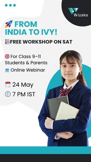 📢 FREE SAT Workshop!
Class 9–11 students & parents — don’t miss this 💥

📘 Learn about the new Digital SAT
⚖️ Compare SAT vs ACT
🎯 Get prep timelines + score tips
📆 24 May | 🕖 7 PM IST | 💻 Online

Taught by India’s best test prep experts 🧠
👨‍🏫 Baskar | 👩‍🏫 Swetha

📌 Register now → link in bio or wzko.cc/workshop

#SAT2025 #SATprep #FreeWorkshop #StudyAbroad #IndianStudents #DigitalSAT #Wizako