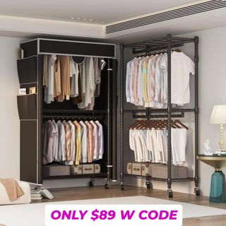 Homdox Rolling Garment Rack with Cover, Heavy Duty Clothing Rack for Hanging Clothes, Portable Closet Wardrobe with Adjustable Shelves, Double Rods Garment Rack with Wheels, Black Oxford Fabric Cover
Reg Price: 119.99
Deal Price: 89.99
Use Code: 3OMWCWNB 🌟
https://amzn.to/3HO7FQG

Link is in my bio/profile @lovegooddeals