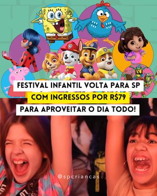 OS PERSONAGENS E ARTISTAS FAVORITOS DAS CRIANÇAS 😍

👉 Comente KIDZ e envio o link para garantir seu ingresso

 O @kidzhousefestival está de volta a SP e nos dias 3, 4 e 5 de outubro de 2025, as famílias terão a oportunidade de passeio perfeita para colecionar memórias, brincar juntas e aproveitar a shows com os artistas e personagens preferidos das crianças.

E com uma novidade: INGRESSO SOLIDÁRIO POR R$79!
⚠️ Para participar, basta adquirir o bilhete promocional e levar um brinquedo em bom estado para doação no dia do evento.

E QUANTO CUSTA PARTICIPAR?
💰 A partir de R$79 + taxas 
⏰ De 03/10 a 05/10 aos sextas, sábados e domingos.
📍 ARCA – Espaço para Eventos – Avenida Manuel Bandeira, 360, Vila Leopoldina - São Paulo

https://saopauloparacriancas.com.br/rock-in-rio-das-criancas-kidzhouse-festival-volta-a-sp/

📷 Reprodução Kidzhouse Festival