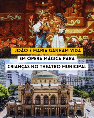 🍬 JOÃO E MARIA VIRAM ÓPERA NA SEMANA DA CRIANÇA 🍬

👉 Comente THEATRO que envio o link para garantir os ingressos
	
A Semana da Criança vai ganhar clima de conto de fadas no coração de São Paulo, o @theatromunicipal abre as portas para o clássico “João e Maria”, dos irmãos Grimm, em uma versão que une música, teatro e poesia visual. 

A encenação aposta na sustentabilidade, reaproveitando materiais de produções anteriores para criar cenários cheios de história. 

Tecidos, madeiras e adereços de óperas e balés do acervo do teatro voltam ao palco em nova forma, conectando gerações e reforçando a consciência ambiental.

💰 De R$11 a R$92 (+taxas) 
🗓 De 10 a 12 de outubro 
⏰ Sexta às 20h | Sábado e domingo às 11h e 17h
📍 @theatromunicipal – Praça Ramos de Azevedo, S/N, República - São Paulo

📷 Divulgação 

https://saopauloparacriancas.com.br/joao-e-maria-opera-theatro-municipal-na-semana-da-crianca/

#passear #passeioemfamilia #diversaoemfamilia #oquefazeremsp #spcriancas