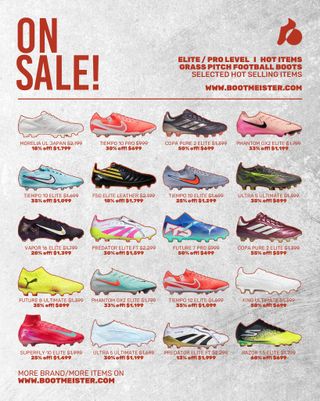 𝗙𝗢𝗢𝗧𝗕𝗔𝗟𝗟 𝗕𝗢𝗢𝗧𝗦 ON SALE!
精選熱賣特價鞋款低至4折起發售！
-
旺角門市現貨發售 / 網站落單順豐送貨
🛒💳 𝘄𝘄𝘄.𝗯𝗼𝗼𝘁𝗺𝗲𝗶𝘀𝘁𝗲𝗿.𝗰𝗼𝗺
🏪📌 旺角西洋菜南街2號添置商業中心14樓全層 （旺角MTR B2出口）