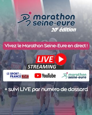 🎥🏃‍♂️ 𝗩𝗶𝘃𝗲𝘇 𝗹𝗲 𝗠𝗮𝗿𝗮𝘁𝗵𝗼𝗻 𝗦𝗲𝗶𝗻𝗲-𝗘𝘂𝗿𝗲 𝟮𝟬𝟮𝟱 𝗲𝗻 𝗱𝗶𝗿𝗲𝗰𝘁 ⵑ
Cette 20e édition s’annonce historique… et on vous propose de la suivre partout 🔥

📺 Diffusion en direct sur :
YouTube➕Facebook ➕Site web officiel ➕ TNT sur Sport en France !
Chaînes : 78 (Canal+), 129 (SFR), 190 (Free), 174 (Orange) + sur Molotov TV 📡

💡 En bonus :
Si vous suivez la course depuis le site web, vous pourrez suivre le coureur de votre choix en direct grâce à son numéro de dossard 🏷️
Vous verrez ses temps de passage en temps réel ⏱️

🙌 Identifiez vos proches pour les inviter à vous encourager sur place ou à distance !

👉 Tous les liens sont ou seront disponibles ici :
🔗 https://campsite.bio/marathon_seine_eure
Vous pouvez également y accéder depuis les QR Code des affiches, dossards...

#MarathonSeineEure #20ans #Live