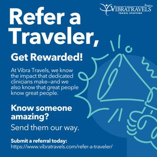 Know someone amazing? ✨

At Vibra Travels, we believe great people know great people — and we want to meet them!

Refer a talented clinician today and earn rewards when they join our travel family. 🌍💙

👉 Submit your referral here: https://www.vibratravels.com/refer-a-traveler/

#ReferATraveler #VibraTravels #HealthcareRecruitment