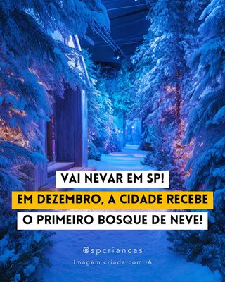 🥶 PREPARE O CASACO! BOSQUE DE NEVE EM SP CHEGA A –20 °C! 🥶

👉 Comente NEVE que envio o link para garantir os ingressos

Prepare o casaco, as luvas e o espírito natalino: São Paulo vai ganhar um bosque de neve em pleno verão ❄

O @bosquedeneve.br recria um ambiente de inverno com árvores cenográficas, iluminação especial e flocos de neve que caem de verdade. 

Lá dentro, famílias podem caminhar por trilhas geladas, fazer guerras de bola de neve, criar anjinhos no chão e tirar fotos instagramáveis em meio ao cenário congelado.

⚠ A experiência é pensada para todas as idades, mas não é recomendada para crianças menores de 4 anos, gestantes e idosos, por conta da baixa temperatura e do piso escorregadio. 

💰 Reserva antecipada a partir de R$119,90 (empréstimo de casaco e luvas térmicas incluído)
🗓 de 20 a 30 de dezembro (fechado dia 24 e 25) 
🕤 Segunda a sexta das 14h às 20h | sábados e domingos das 10h às 20h
📍 @ibirapueraoficial – Av. Pedro Álvares Cabral, s/n, Vila Mariana - São Paulo

#passear #passeioemfamilia #diversaoemfamilia #oquefazeremsp #spcriancas

https://saopauloparacriancas.com.br/bosque-de-neve-oca-do-ibirapuera-sp/