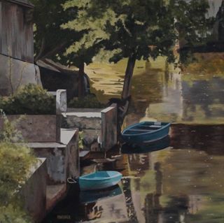 New & Available: “Deux Bateaux" —

A beautiful, peaceful scene in France of two small boats tied up in the water. The foliage was so resplendent and the water reflected all the overhead colors and made it so much more interesting. The color of the boats just popped against nature's colors.

(24x24, oil) AVAILABLE 
https://www.prudyweaver.com/workszoom/4866073/deux-bateaux#/

SUBSCRIBE for weekly email previews of ready-to-ship original artwork → link in bio

#oilpaintings #interiordesign #interiordecor #interiors #landscapepainting #artistlife #artistsoninstagram #artwork #artist #fineart #art #homedecor #prudyweaverart #oiloncanvas #oillandscape #painting #paintings #paintingforsale #charlotteart #france #europe #boats