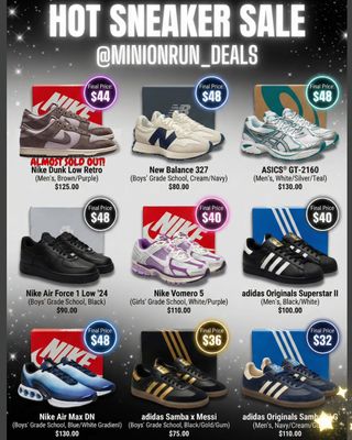 😍Drop 𝗔𝗡𝗬 𝗘𝗠𝗢𝗝𝗜 for 🔗 & details 

Run! Don't miss out this hot sneaker sale!! 
Apply code GIFTS20  for pricr drops!
https://go.sylikes.com/eZtHN6nqBvbu

✅️ Check my bio for the l!nk if the dm didnt come thru @minionrun_deals 

#couponcommunity #discount #deals #clearance #viral
