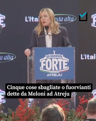 Abbiamo verificato 16 dichiarazioni fatte da Giorgia Meloni ad Atreju, tra dati corretti, esagerazioni ed errori.

↗️ Leggi l’articolo completo sul sito, link in bio e nelle stories 

Pagella Politica ogni giorno ti aiuta a capire la #politica italiana. Con il tuo supporto potremo fare di più per chiedere conto ai politici e ai partiti delle loro dichiarazioni e delle loro scelte. Sostieni il nostro lavoro al link in bio ⬆️