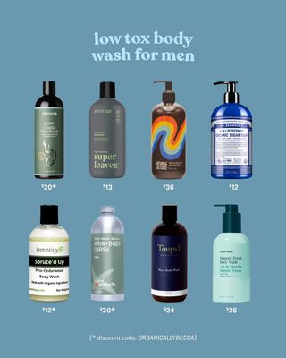 obviously, men can use any body wash; it doesn’t have to be dude-specific 👨🏻 but here are some awesome clean, natural options that have more gender-neutral or masculine scent profiles that they might prefer!

(swipe over for bar soaps 🧼 I also encourage you to find local soapmakers near you!)

even though men tend to use fewer products than women, it’s still super important to choose safer options that don’t contain endocrine-disrupting fragrances, harsh sulfates, PEGs, or questionable ingredients. especially something like body wash, which covers them head to toe 🫧

there’s a blog post with more info + links to all of these if you wanna shop! (linked in my bio)
