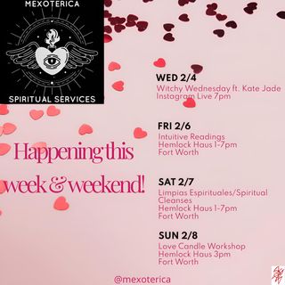 Check out what I’ll be offering this week 💖

-Oz 🪬
•
•
•
#mexoterica #hemlockhaus #katejade #february #tarot