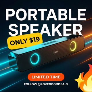 Portable Bluetooth Speaker, Home Wireless Sound Bar with Multi-Color Flashing Lights Compatible for PC, Laptop, Smartphones (Black)
Original price: $79.96
Discount price: $19.99
Discount: 75% Code
Discount code: ZINYH2TS 
https://amzn.to/4c8yrjB

✨The link can also be found in my bio @lovegooddeals