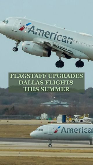 American Airlines is bringing the Airbus A319 to Flagstaff this summer, doubling the capacity for travelers heading to Dallas.

Click the link in our bio to learn more or go to:
https://azdailysun.com/news/local/american-airlines-expanding-flagstaffs-summer-flights-to-dallas-with-airbus-a319/article_8a150e5e-63ac-4b09-9821-86df79691bba.html?block_id=3236539#tncms-source=internal_referral 
Advertise with us! Email ZMeier@azdailysun.com