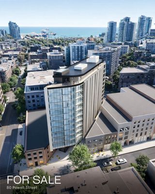 Corbel Commercial and Avison Young are pleased to present 80 Powell Street. A rare opportunity to develop a boutique hospitality asset at the eastern gateway to Gastown, one of Vancouver’s most iconic and culturally significant neighbourhoods. The site is currently improved as a surface parking lot and is the subject of an active development permit application for a 13-storey or 14-storey hotel with a destination rooftop restaurant.

The proposed development has been thoughtfully designed to integrate with Gastown’s historic context, referencing the site’s former CPR railway alignment and off-grid orientation while introducing contemporary architecture that complements the surrounding heritage streetscape. A setback, double-height ground floor creates a highly permeable pedestrian realm, strengthening connections between Powell Street, the laneway, and adjacent public spaces.

Crowning the building, the rooftop restaurant is envisioned as a publicly accessible destination offering panoramic views over the downtown waterfront, port facilities, Burrard Inlet, and the North Shore mountains. Positioned as a modern counterpart to Gastown’s historic western gateway, the project is designed to anchor the district’s eastern edge while contributing to the area’s continued revitalization and long-term economic vitality.

80 Powell Street offers investors a compelling opportunity to participate in the next chapter of Gastown — blending hospitality, placemaking, and heritage-sensitive design in a highly visible urban location.