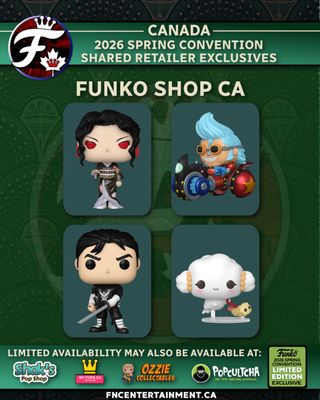 Hey FNC Fam; The 2026 Spring Convention Shared Exclusive Canadian Retailer FAQ is Here!

When: Select Shared Exclusives will be available to the public starting at 6am PT / 9am EST on March 5th 

Funko CA: go.fncentertainment.ca/eccc-ca
Funko US: go.fncentertainment.ca/eccc-us

Sticker: All Spring Convention exclusive items will have either the Spring Convention OR ECCC Convention Sticker. Sticker is sent at random

#funko #funkocanada #ad #eccc