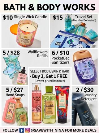 🌟Comment “Sale” and I’ll send you the direct link to shop

🚨 Bath & Body Works Deals are HERE! 🚨

Get ready for the ultimate summer haul with these insane prices. We’re talking:

🕯️ $10 Candles (Pink Pineapple Sunrise is a must! 🍍)
✨ 5 for $28 Wallflowers Refills (instant mood boost!)
🧼 5 for $27 Hand Soaps (Clean Girl Summer essentials!)
✈️ $15 Travel Sets (perfect for that weekend getaway!)
🧴 6 for $10 PocketBacs (mini bag ready!)
🧺 $2/$30 Laundry Detergent (shelfie goals!)
💥 B3G1 FREE Body Care, Skin, & Hair!

Head over to @SAVEWITH_NINA to get the full deal breakdown and all the links! Click the link in bio to shop and save. 💸

Tell us below: Which deal are you snagging first? 👇

https://rstyle.me/+McQa0xzT_Ol_W5ilsv_uSw
#BathAndBodyWorksDeals #B&BWDeals #SaleAlert #CleanGirlSummer #DealFinder