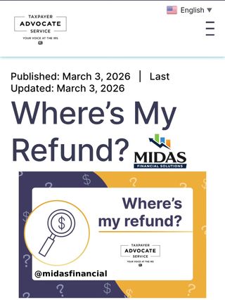 If you filed a federal income tax return and are expecting a refund from the IRS, you may want to find out the status of the refund or at least get an idea of when you might receive it. 👈🏽

If you e-file your return, you can usually see your refund status after about 48 hours with IRS Where’s My Refund? 

Reasons you may not have your refund yet: 

✅ Earned Income Tax Credit (EITC) and Additional Child Tax Credit (ACTC)
✅ Identity Theft
✅ Errors on or Incomplete Tax Returns
✅ Refund used to pay other debts
✅ Lost or Stolen Refund

For more information about finding refunds, visit Taxpayer Advocate's Refunds Get Help center. It has useful information, including step-by-step actions to follow.

Visit 🔗 https://tinyurl.com/whereismyrefund2026 or link in bio to read the full article.

#wheresmyrefund
#taxtips #taxseason2026