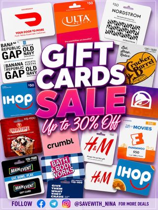 💥Comment “Sale” and I’ll send you the direct link to shop 

✨ GIFT CARDS SALE ✨
Major savings on your favorite brands 👀💳

🎁 Up to 30% OFF
🛍️ Ulta, DoorDash, H&M, Bath & Body Works, IHOP, Nordstrom & more!
⏳ Limited time deals — some are selling FAST!
Link https://joylink.io/2dmCFeV
Tag a friend who loves saving money 💜👇
Follow @savewith_nina for daily deals, steals & freebies ✨

#GiftCardDeals #AmazonDeals #DealsAndSteals #SaveMoney #GiftCards

: