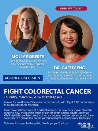 Join us tomorrow, March 26, at noon ET for an Alliance Discussion in partnership with Fight Colorectal Cancer (@fightcrc) on the state of colorectal cancer research. Experts from Fight CRC and the Vanderbilt-Ingram Cancer Center will join us to take a closer look at what is known, and isn’t known, about the alarming rates of colorectal cancer. Link in bio to register.
 
#ColorectalCancer #ColorectalScreening #ColorectalCancerAwareness