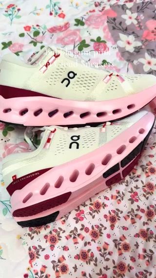 #ad shop here https://go.shopmy.us/p-42994077

Comment SHOP PLEASE for links to the prettiest bubblegum pink @on Sneakers 

Pink On Cloud Sneakers for spring @zappos