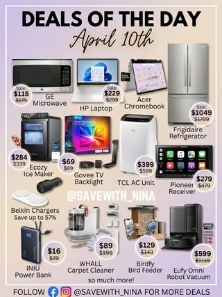 🛍️Comment “Me” and I’ll send you the direct link to shop 

Happy April 10th! 📅 I found the BEST deals of the day for you all. Looking to upgrade your kitchen or tech? Look no further! ⬇️
💰 Featured Deals:
💻 HP Laptop: $229 (Reg. $299)
🧊 Ecozy Ice Maker: $284 (Reg. $339)
🥶 Frigidaire Fridge: $1049 (Reg. $1799)
🧼 WHALL Carpet Cleaner: $89 (Reg. $199)
🧹 Eufy Omni Robot Vacuum: $599 (Reg. $1119)

Link is in my bio to shop all these deals and “so much more!”! 🔗 Don’t wait – prices change fast!

https://bestbuycreators.7tiv.net/rEgMJQ
👉 Follow me @savewith_nina for daily savings!
#dealsoftheday #shopping #sale #steals #savemoneytoday