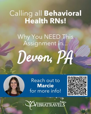 🌿 Hot Market Wednesday: Pennsylvania

This week’s hot opportunity is in… Devon, Pennsylvania! 🌳💙

We’re looking for compassionate Behavioral Health RNs ready for a meaningful assignment in a supportive and patient-focused environment. Devon offers the perfect blend of peaceful suburban living with easy access to the energy of nearby Philadelphia. 🏥✨

From scenic parks and charming local shops to historic sites and quick trips into the city for dining, culture, and entertainment—there’s something here for everyone. Whether you prefer quiet moments or weekend adventures, Devon gives you the best of both worlds. 🌿🏙️

Build your career, make a real impact, and be part of a community that values the work you do every day ❤️

👉 Ready to explore what’s next? Connect with Marcie and check out opportunities at www.vibratravels.com ✈️

#HotMarketWednesday #TravelNurseLife #BehavioralHealthRN #HealthcareJobs #NursingCareers #PennsylvaniaJobs #DevonPA #TravelHealthcare #VibraTravels #NowHiring