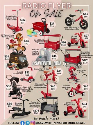 🛍️Comment “Sale” and I’ll send you the direct link to shop

🚨 Radio Flyer DEALS Alert! 🚲✨
Found massive savings on all 18 unique items! Everything from scooters to folding wagons is on sale. 

https://go.sylikes.com/farbo4Wch1fv
Follow me ➡️ me @savewith_nina on IG, FB, and Telegram for more daily deals! 💰
#savewithnina #radioflyerdeals #radioflyer #salealert