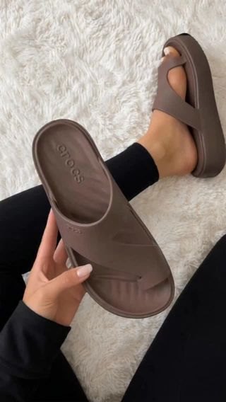 Comment “shop” and I will send you the details on where to find this truffle color crocs sandal!! 

#crocs #sandals #sandalsoftheday #crocssandals