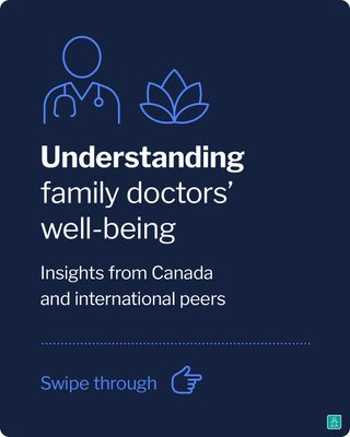 👩‍⚕️👨‍⚕️ Understanding the factors that affect family doctors’ job satisfaction and decisions to continue practising family medicine is essential for developing policies that support, attract and retain Canada’s primary care workforce. 

Results from the 2025 Commonwealth Fund International Health Policy Survey of Primary Care Physicians offer insights into family doctors’ lived experiences. 

Here’s what we learned by examining data from 10 comparable countries, including Canada: 

➡️ Job satisfaction among Canadian family doctors remains strong but is slipping 
➡️ Family doctor well-being improved as the pandemic eased but remains a concern 
➡️ Sustainability of the family doctor workforce is at risk if challenges are not addressed 
➡️ Technology can be part of the solution 

Explore the full results -- LINK IN BIO: https://ow.ly/ym1550YIkin 

---

Pour élaborer des politiques qui soutiennent, attirent et retiennent les dispensateurs de soins de première ligne au Canada, il est essentiel de comprendre les facteurs qui ont une incidence sur la satisfaction au travail des médecins de famille ainsi que sur leur décision de continuer à exercer la médecine familiale. 

Les résultats de l’Enquête internationale de 2025 du Fonds du Commonwealth sur les politiques de santé auprès des médecins de première ligne donnent un aperçu de l’expérience des médecins de famille. 

Voici ce que nous apprennent les données provenant de 10 pays comparables, dont le Canada : 

➡️ La satisfaction au travail des médecins de famille canadiens demeure élevée, malgré des signes de recul 
➡️ Le bien-être des médecins de famille s’est amélioré à mesure que la pandémie s’est atténuée, mais il demeure préoccupant 
➡️ La durabilité de la main-d’œuvre des médecins de famille est menacée si les défis persistent 
➡️ La technologie peut faire partie de la solution