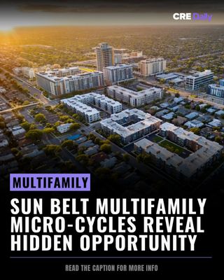 Sun Belt multifamily looks soft. But that's only half the story.

Metro-level data shows rents drifting down across Austin, Phoenix, and Denver. What it doesn't show is what's happening one submarket over.

RBN assets in supply-light suburbs are holding occupancy and posting positive renewals. Class A urban core properties are the ones taking the hit.

👉 Tap the link in bio to subscribe to CRE Daily for more timely news, trends, and transactions in commercial real estate.

#commercialrealestate #realestatenews