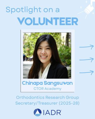Interested in becoming a volunteer leader at IADR? Join us on May 12 for our webinar, "Inside IADR: How Members Can Get Involved" to learn how to take your membership to the next level.

https://ow.ly/L0XK50YUEqn

#OralHealth #DentalResearch #Leadership
