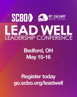 Just one week until Lead Well! 

Come be encouraged, sharpened, and refreshed — and head back to your church with renewed vision and next steps.
REGISTER TODAY! 👉 http://go.scbo.org/leadwell