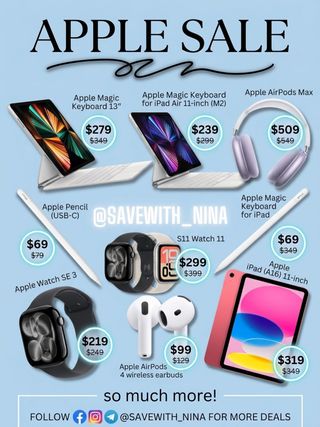 🛍️Comment “Sale” and I’ll send you the direct link to shop 

Apple Sale Alert! ✨ Grab these incredible prices before they’re gone. AirPods Max, Magic Keyboards, and more on sale now. 

https://rstyle.me/+UALQIzXc0cT68-FGhEfiLQ
Tap the link in bio to shop and follow for more! #AppleProducts #Discount #ShoppingDay