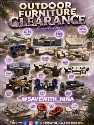 🛍️Comment “Sale” and I’ll send you the direct link to shop 

☀️ The OUTDOOR FURNITURE CLEARANCE event you’ve been waiting for! ☀️ I’ve marked down tons of sets at prices you have to see to believe.
Pricing starts at just $139! 🤩 Refresh your space for less.
Link https://creatorlink.shop/4dl4k7T

Shop all the deals now via the LINK IN BIO.

Make sure you’re following @savewith_nina for daily deal drops! #SaveWithNina #OutdoorFurniture #Clearance @wayfair #wayfairpartner