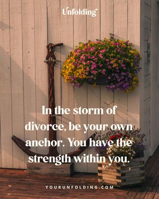 Divorce can feel like a storm that threatens to sweep you away.
But I'm here to remind you that you have an anchor - and that anchor is you.
You have more strength within you than you realize.

In a recent blog post, I shared how to tap into your inner resilience and be your own source of stability during this turbulent time.

If you're feeling tossed about by the emotions and challenges of divorce, know that you have the power to ground yourself.

Learn how to be your own anchor in the storm of divorce.

#YourUnfolding #InnerStrength #Resilience #SelfAnchoring #DivorceJourney

Hi, I'm Laura and I partner with accomplished women to align their lives, personally and professionally, around what matters most - I'd love to connect and learn more about you.

https://www.instagram.com/yourunfolding/
