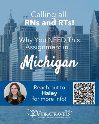 This week’s hot opportunity is in… Michigan! 🌊💙

We’re looking for passionate RNs and RTs ready for rewarding assignments across the state. From supportive healthcare teams to diverse clinical settings, Michigan offers opportunities where you can truly make an impact. 🏥✨

Enjoy everything the Great Lakes State has to offer: from scenic shorelines and outdoor adventures to vibrant cities and charming small towns. Whether you’re exploring nature or experiencing local culture, there’s something here for everyone. 🌲🌆

Build your career, gain valuable experience, and enjoy a destination that blends opportunity with adventure ❤️

👉 Ready to explore what’s next? Connect with Haley and check out opportunities at www.vibratravels.com
✈️

#HotMarketWednesday #TravelNurse #RespiratoryTherapist #HealthcareJobs #TravelHealthcare #MichiganJobs #AlliedHealth #VibraTravels #NowHiring