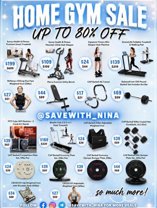 🛍️Comment “Sale” and I’ll send you the direct link to shop 

🚨 MAJOR ALERT: HOME GYM SALE! 🚨
If you’ve been waiting to build your dream home gym on a budget, this is your sign! UP TO 80% OFF on essential fitness equipment right now. 🏠💪

Don’t wait—deals this good won’t last long. Elevate your workouts without breaking the bank.

How to shop:
1️⃣ Tap the link in our bio to browse the full sale! 🔗
Link https://brandcycle.shop/nbuha
2️⃣ Tag a friend who needs a home gym upgrade! 👇

Make sure to follow @savewith_nina for daily deals and money-saving finds!
#HomeGymSale #FitnessDeals #WorkoutFromHome #FitnessGoals #GymEquipment