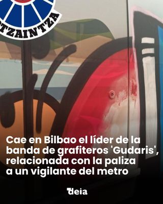 🚨 Cae en Bilbao el líder del grupo 'Gudaris' (GDRS) después de que la Ertzaintza lo haya detenido, junto a su pareja –que también pertenece a GDRS–, acusado de vandalizar varias unidades de tren y metro realizando grafitis.

A ambos, de 34 y 29 años, respectivamente, se les atribuyen delitos de daños, desórdenes públicos, lesiones graves y pertenencia a grupo criminal. A otros tres miembros del entramado se les han abierto diligencias en calidad de investigados por su participación en los hechos. 

A la banda se le relaciona con los hechos ocurridos el 14 de abril de 2026 en la estación de Urduliz de @metro_bilbao, donde uno de los vigilantes sufrió lesiones de carácter grave.

📲 Toda la información en nuestra edición digital
💬Os leemos en los comentarios ⬇️